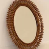 Pamono Oval Bamboo Rattan Mirror, 1970s> Mirrors