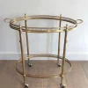 Pamono Oval Brass Rolling Table with Removable Top by Maison Jansen> Serving Bar Carts & Trolleys