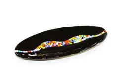 Hot Pamono Oval Cascata C20 Black Murano Glass Plate from Veve Glass