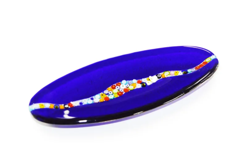 Pamono Oval Cascata C20 Cobalt Blue Murano Glass Plate by Birello> Decorative Plates