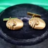 Pamono Oval Gold Cufflinks with Reliefs and Bands on the Crossbars, Set of 2> Cufflinks