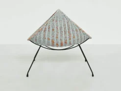 Pamono Oval Magazine Rack in Painted Woven Rattan by Campo e Graffi for Home Torino, Italy, 1956><noscript><img width=