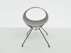 Pamono Oval Magazine Rack in Painted Woven Rattan by Campo e Graffi for Home Torino, Italy, 1956><noscript><img width=