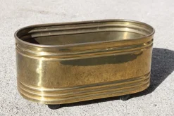 Pamono Oval Planter in Brass, Italy, 1970s> Planters And Jardiniere