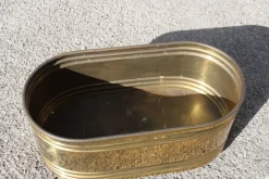 Pamono Oval Planter in Brass, Italy, 1970s> Planters And Jardiniere