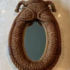Pamono Oval Rope and Leather Mirror by Audoux & Minet> Mirrors