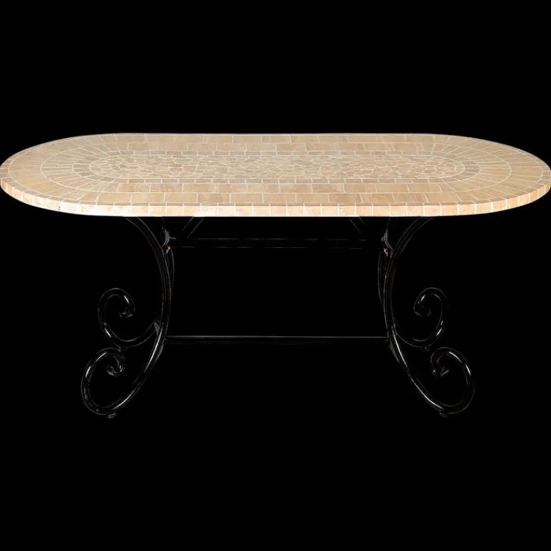 Outlet Pamono Oval Rubino Marble Mosaic Table from Egram