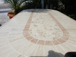 Outlet Pamono Oval Rubino Marble Mosaic Table from Egram