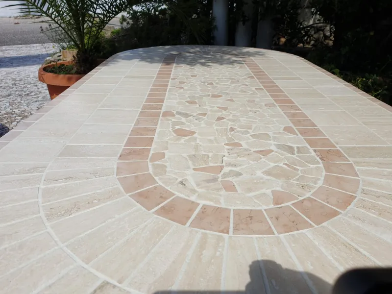 Outlet Pamono Oval Rubino Marble Mosaic Table from Egram