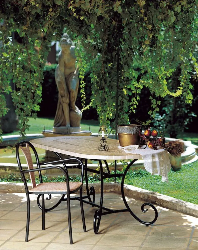 Outlet Pamono Oval Rubino Marble Mosaic Table from Egram