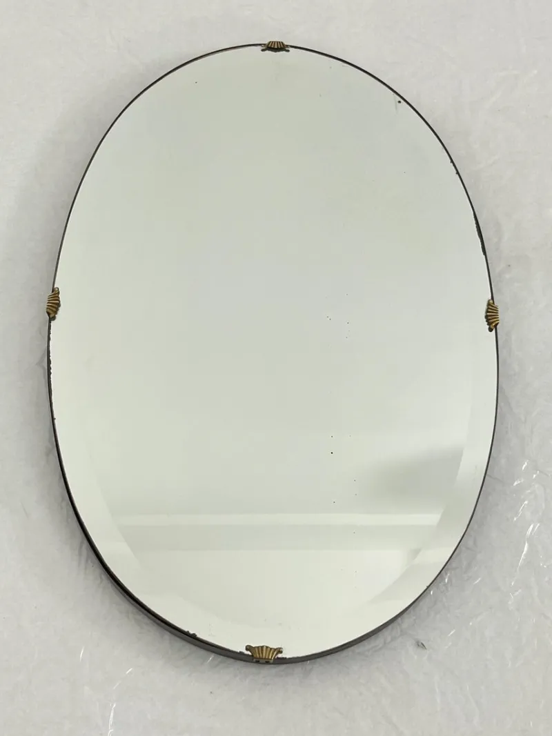 Pamono Oval Wall Mirror with Brass Shell Inserts in the style of Gio Ponti, 1960s> Mirrors