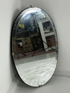 Pamono Oval Wall Mirror with Brass Shell Inserts in the style of Gio Ponti, 1960s> Mirrors