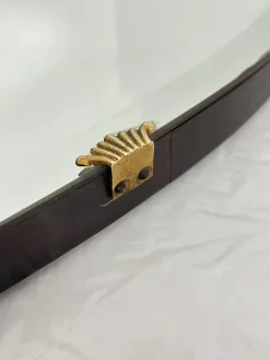 Pamono Oval Wall Mirror with Brass Shell Inserts in the style of Gio Ponti, 1960s><noscript><img width=