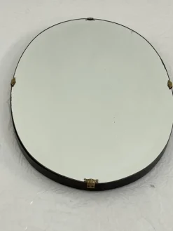 Pamono Oval Wall Mirror with Brass Shell Inserts in the style of Gio Ponti, 1960s><noscript><img width=
