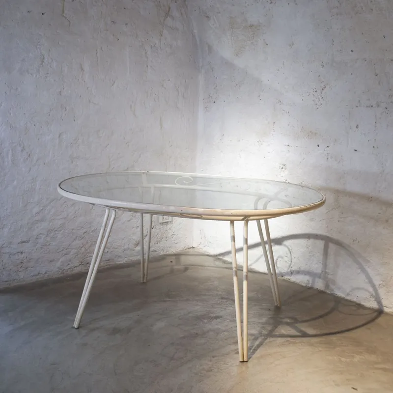 Online Pamono Oval-Shaped Garden Table in Wrought Iron by Gio Ponti, 1950s