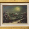 Online Pamono Ovidio Manetti, Rural Night Scene, 20th Century, Oil Painting on Canvas, Framed