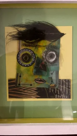 Clearance Pamono Ovidio Wain, Collage Composition, 1960s, Mixed Media on Panel, Framed