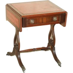 Pamono Oxblood Leather Extending Games Table from Bevan Funnell> Game Tables