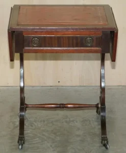 Pamono Oxblood Leather Extending Games Table from Bevan Funnell> Game Tables