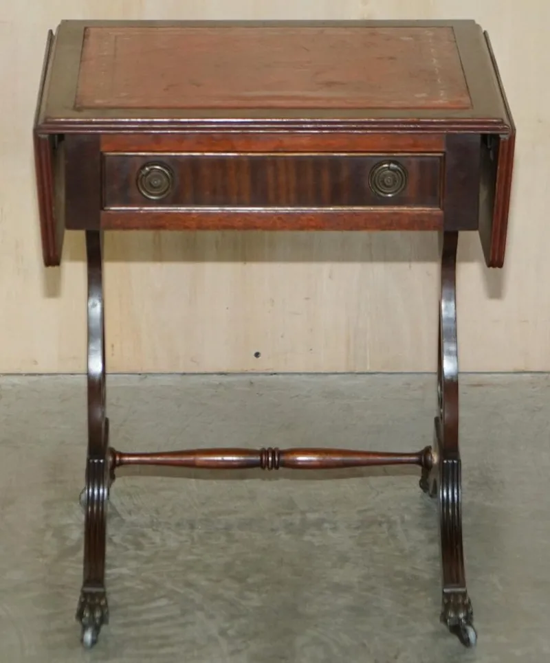 Pamono Oxblood Leather Extending Games Table from Bevan Funnell> Game Tables