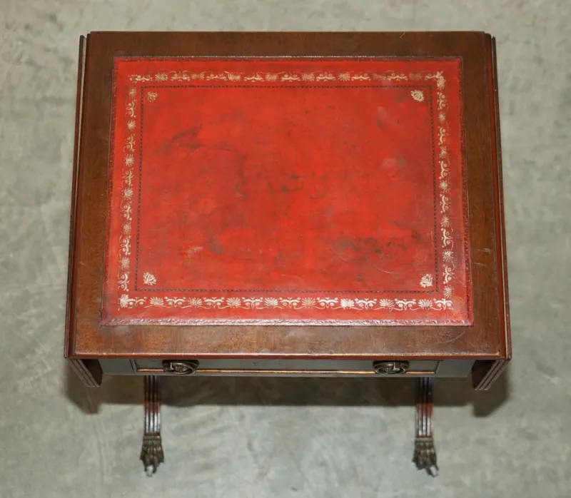 Pamono Oxblood Leather Extending Games Table from Bevan Funnell> Game Tables