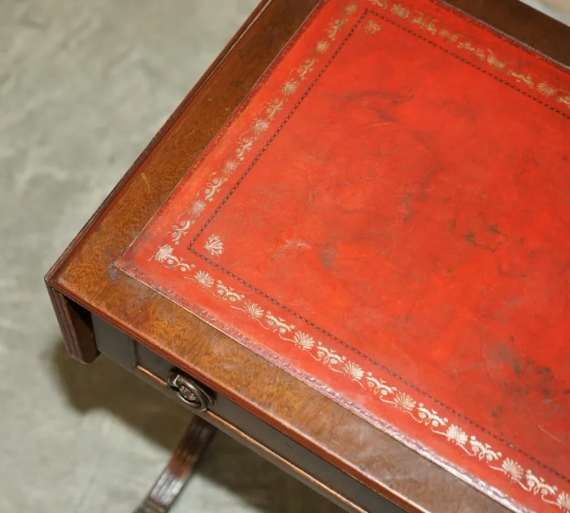 Pamono Oxblood Leather Extending Games Table from Bevan Funnell> Game Tables