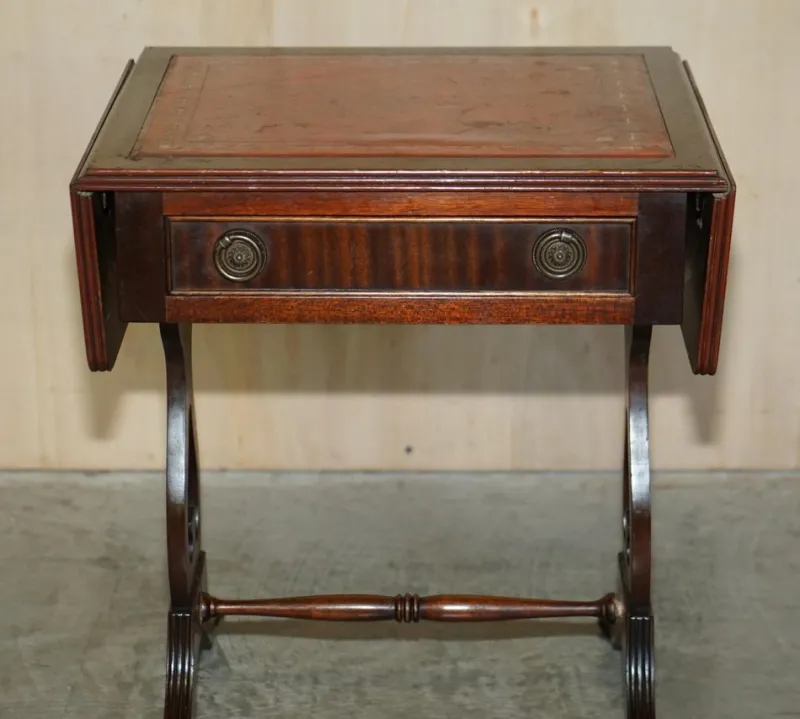 Pamono Oxblood Leather Extending Games Table from Bevan Funnell> Game Tables