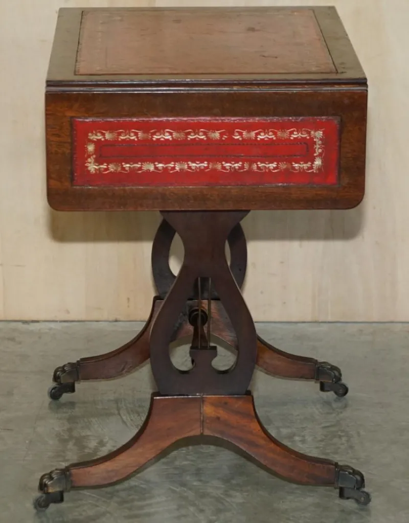 Pamono Oxblood Leather Extending Games Table from Bevan Funnell> Game Tables
