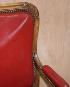 Pamono Oxblood Leather French Salon Armchairs & Sofa, Set of 3><noscript><img width=