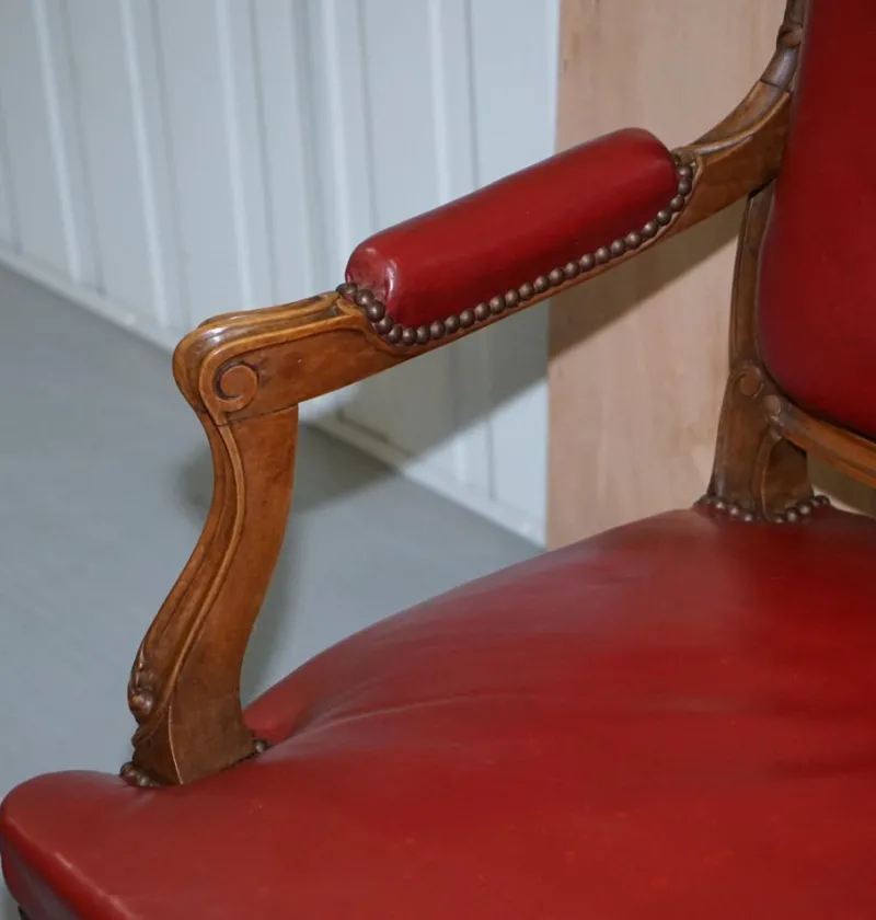 Pamono Oxblood Leather French Salon Armchairs & Sofa, Set of 3> Living Room Sets