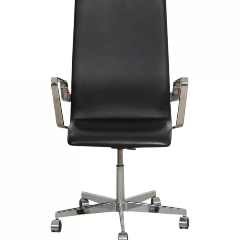 Pamono Oxford Chair in Black Essential Leather by Arne Jacobsen, 2000s> Office Chairs