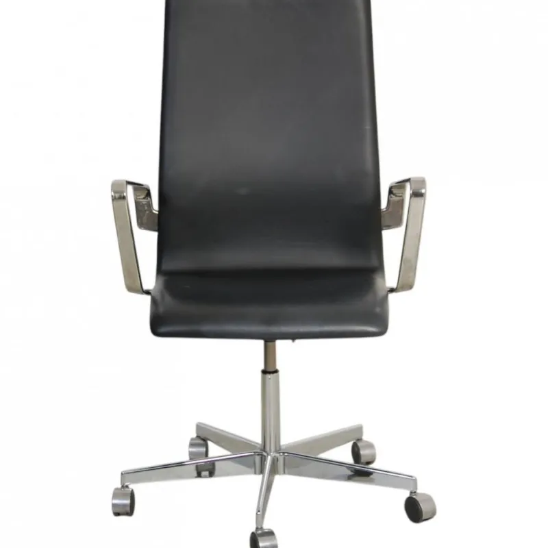 Pamono Oxford Chair in Black Essential Leather by Arne Jacobsen, 2000s> Office Chairs