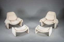 Pamono P60 Chairs and Ottomans by Vittorio Introini for Saporiti, 1960s, Set of 4> Lounge Chairs & Armchairs