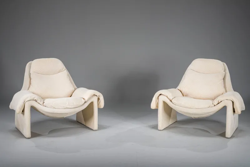 Pamono P60 Chairs and Ottomans by Vittorio Introini for Saporiti, 1960s, Set of 4> Lounge Chairs & Armchairs