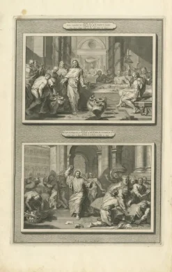 Pamono P. Mortier, Miracles of Christ Wedding at Cana & Cleansing of the Temple, 1700, Paper> Prints & Multiples