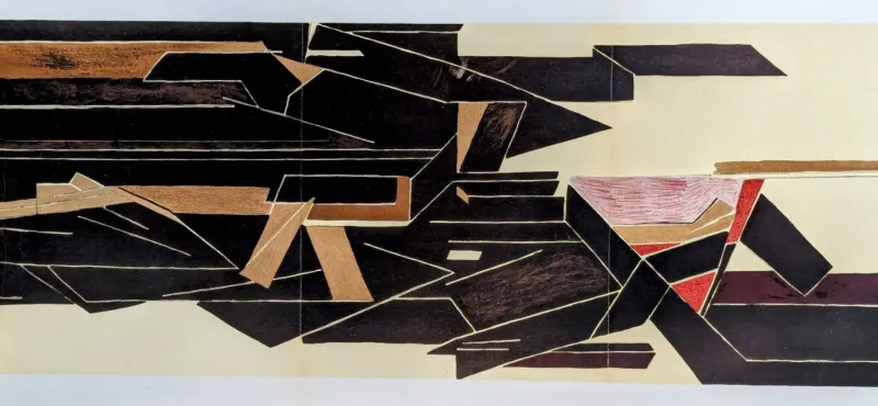 New Pamono Pablo Palazuelo, Large Abstraction Triptych, 1955, Lithograph