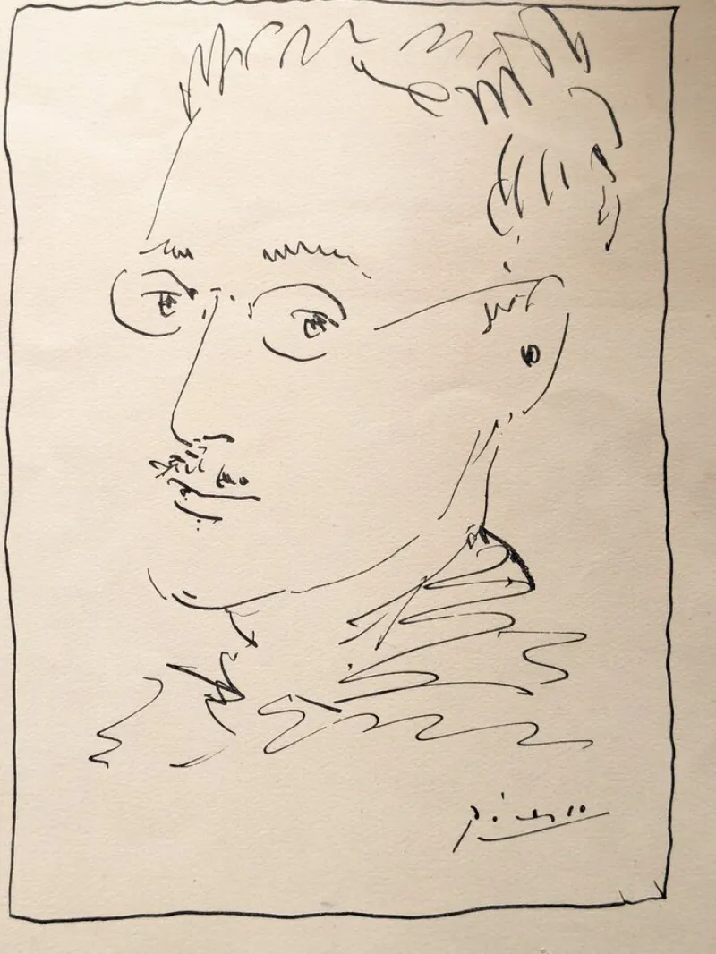 Outlet Pamono Pablo Picasso, Double Portrait, Hand-Signed Lithograph, 1954, Framed