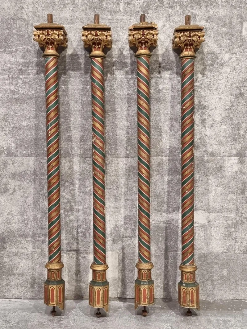 Sale Pamono Painted and Gilded Wood Corinthian Columns, Set of 4