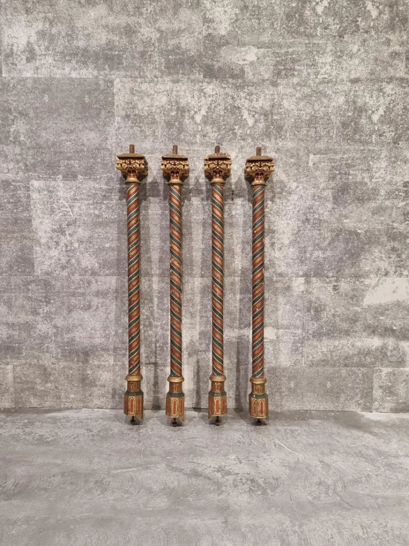 Sale Pamono Painted and Gilded Wood Corinthian Columns, Set of 4