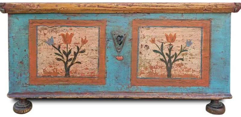 Pamono Painted Chest with Floral Motifs, 1810s