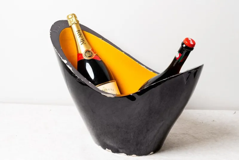 Pamono Painted Steel Champagne Coolers from Veuve Clicquot, 1980, Set of 2> Ice Buckets & Wine Coolers