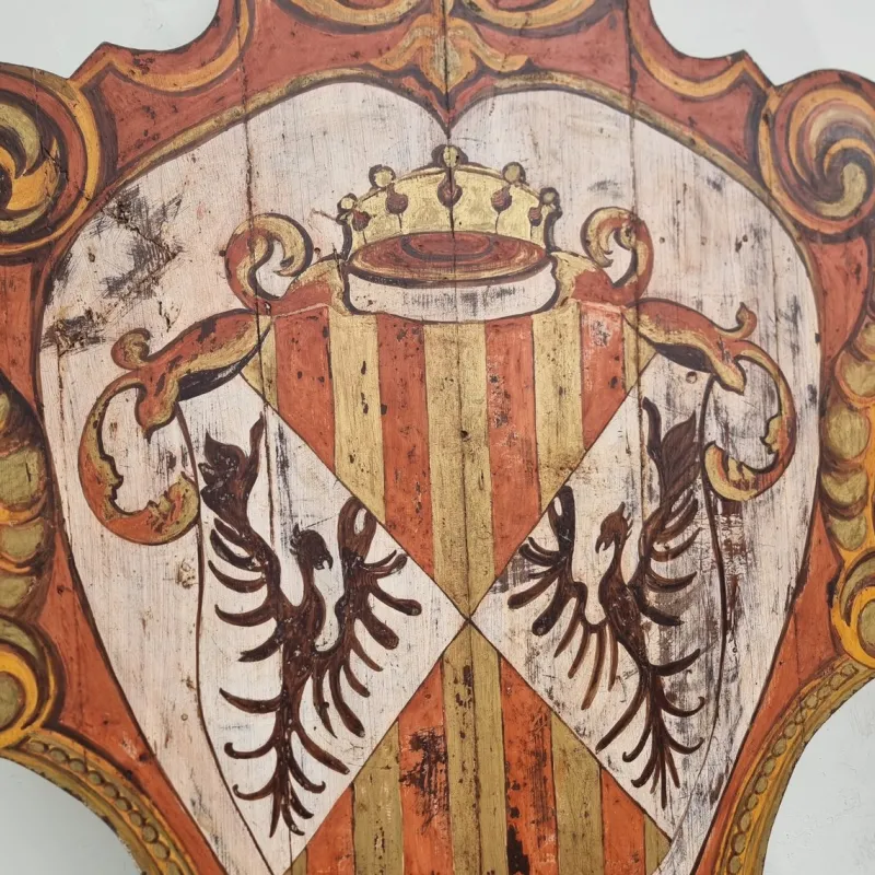 Pamono Painted Wooden Noble Shields, 1920s, Set of 2> Wall Decor