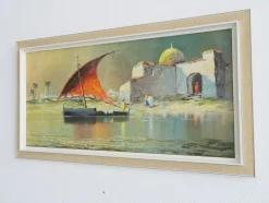 Pamono Painting Harry Winkler, African Coast, Germany, 1960s, Plastic & Wood & Paper> Mid-Century