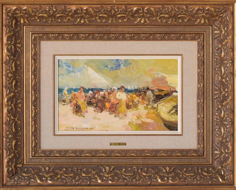 New Pamono Painting of Beach Scene by Luis Giner Bueno