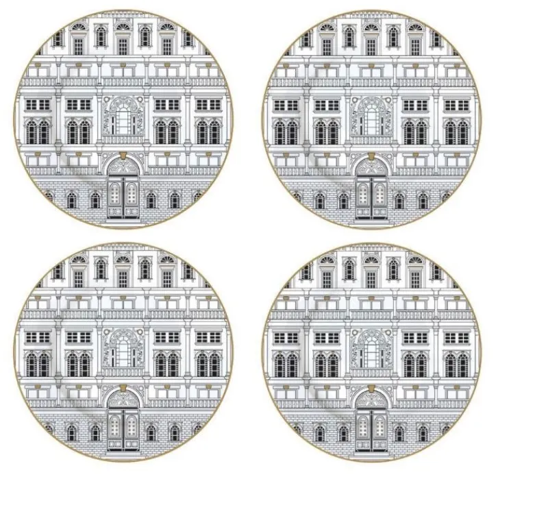Pamono Palazzo Dessert Plates with Gift Box by Pozzi Milano, Set of 4> Tabletop|Dinner Plates & Bowls