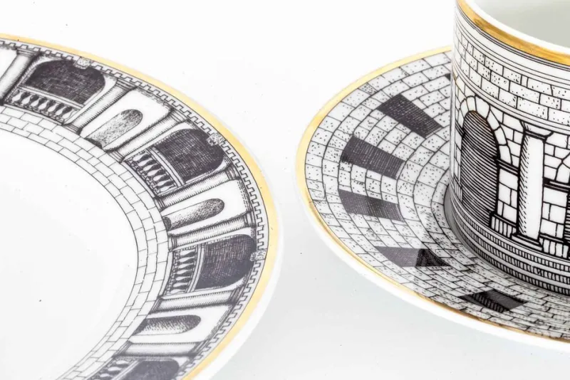 Pamono Palladiana Coffee Set, Piero Fornasetti for Rosenthal, Set of 28> Coffee & Tea Service