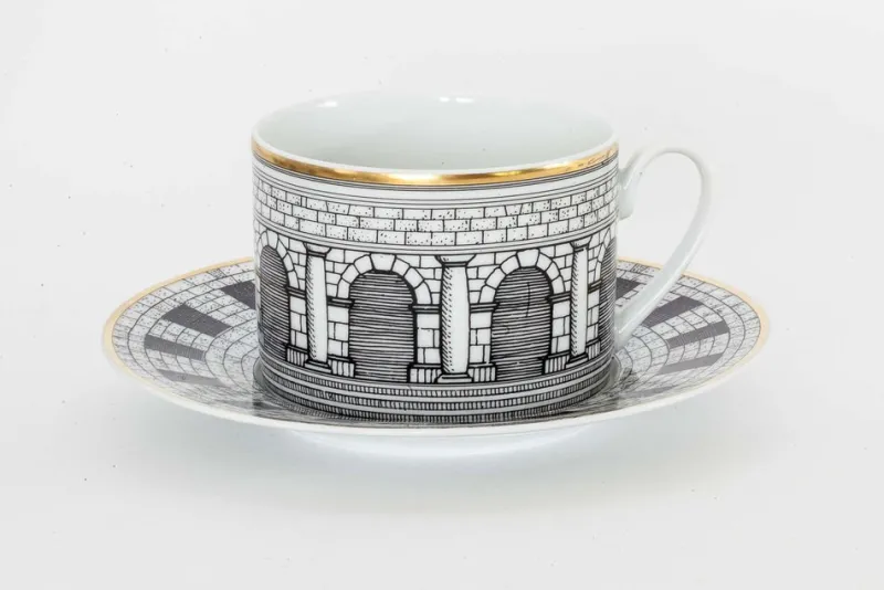 Pamono Palladiana Coffee Set, Piero Fornasetti for Rosenthal, Set of 28> Coffee & Tea Service