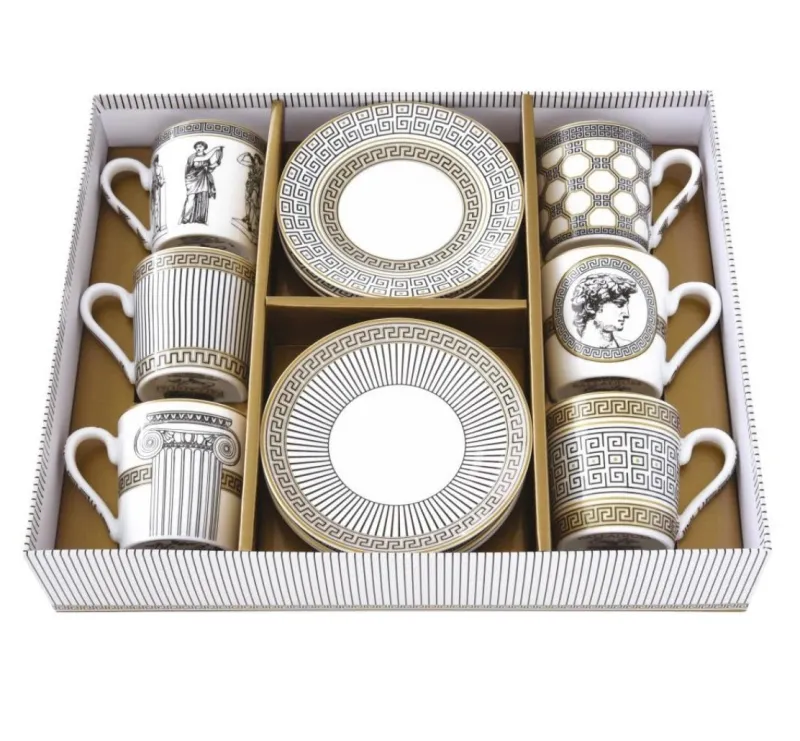 Online Pamono Palladium Coffee Cups with Gift Box by Pozzi Milano, Set of 6