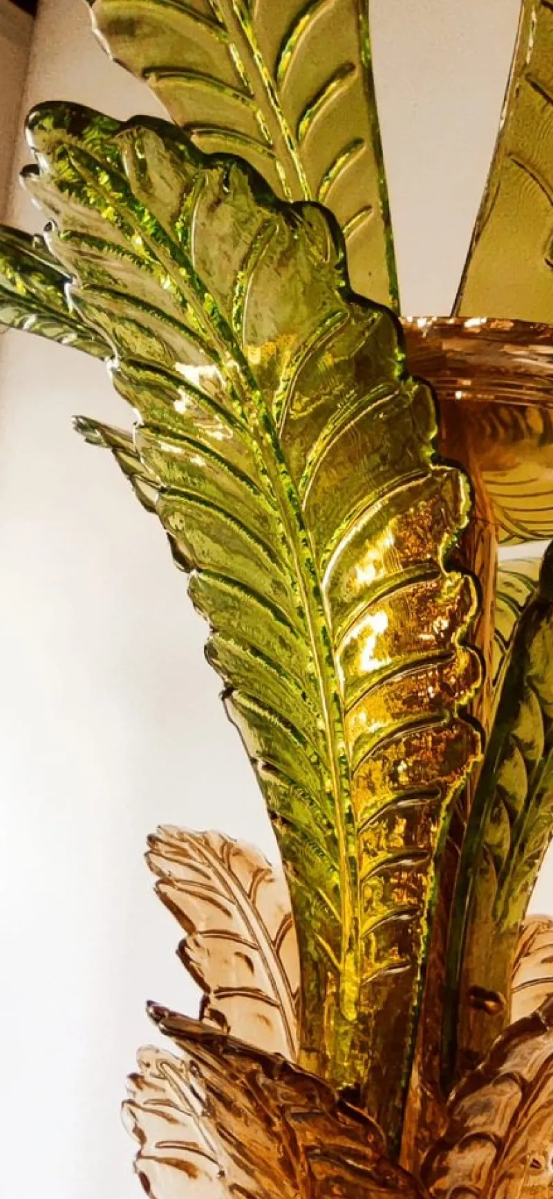Pamono Palm Tree Floor Lamps in Brass & Murano Glass, Set of 2> Floor Lamps