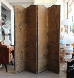 Pamono 4-Panel Room Divider with Embroidered Tapestry, England, Late 1800s> Room Dividers & Screens